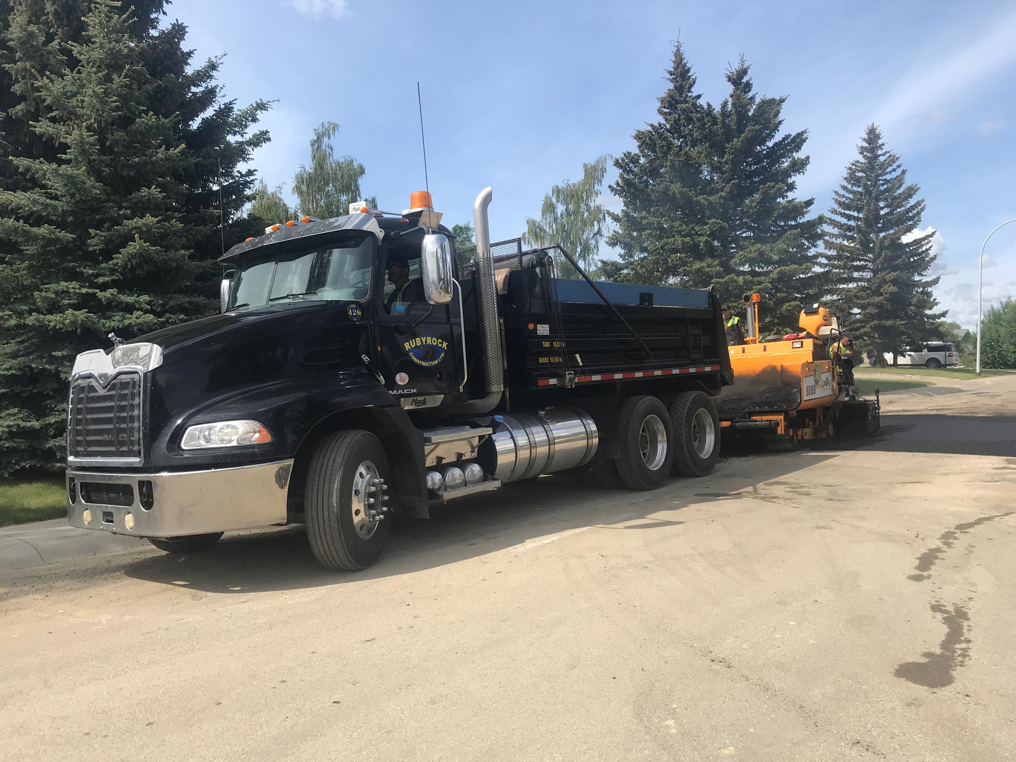Rubydale Paving truck in Carstairs, Southern Alberta